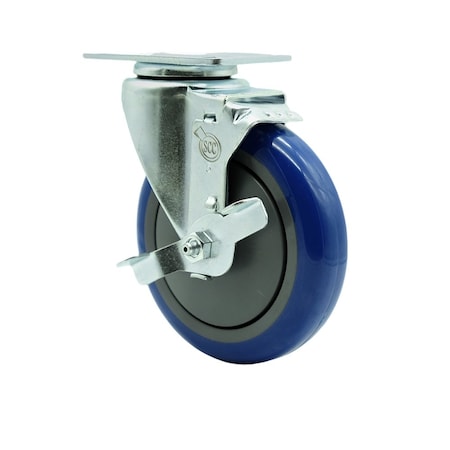 Service Caster Metro 461B5PBGSA B5PBGSA Replacement Caster with Brake MET-SCC-SS20S514-PPUB-BLUE-TLB